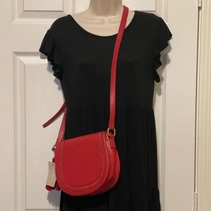 Crown Vintage Red Crossbody Saddle Bag Purse